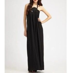 Anthropologie LEIFSDOTTIR Black Column Halter Maxi Dress Size XS